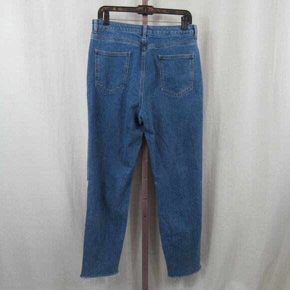 Asos US 10 Denim Ripped Mom Jeans Distressed Frayed Straight Skinny Baggy - Picture 7 of 7